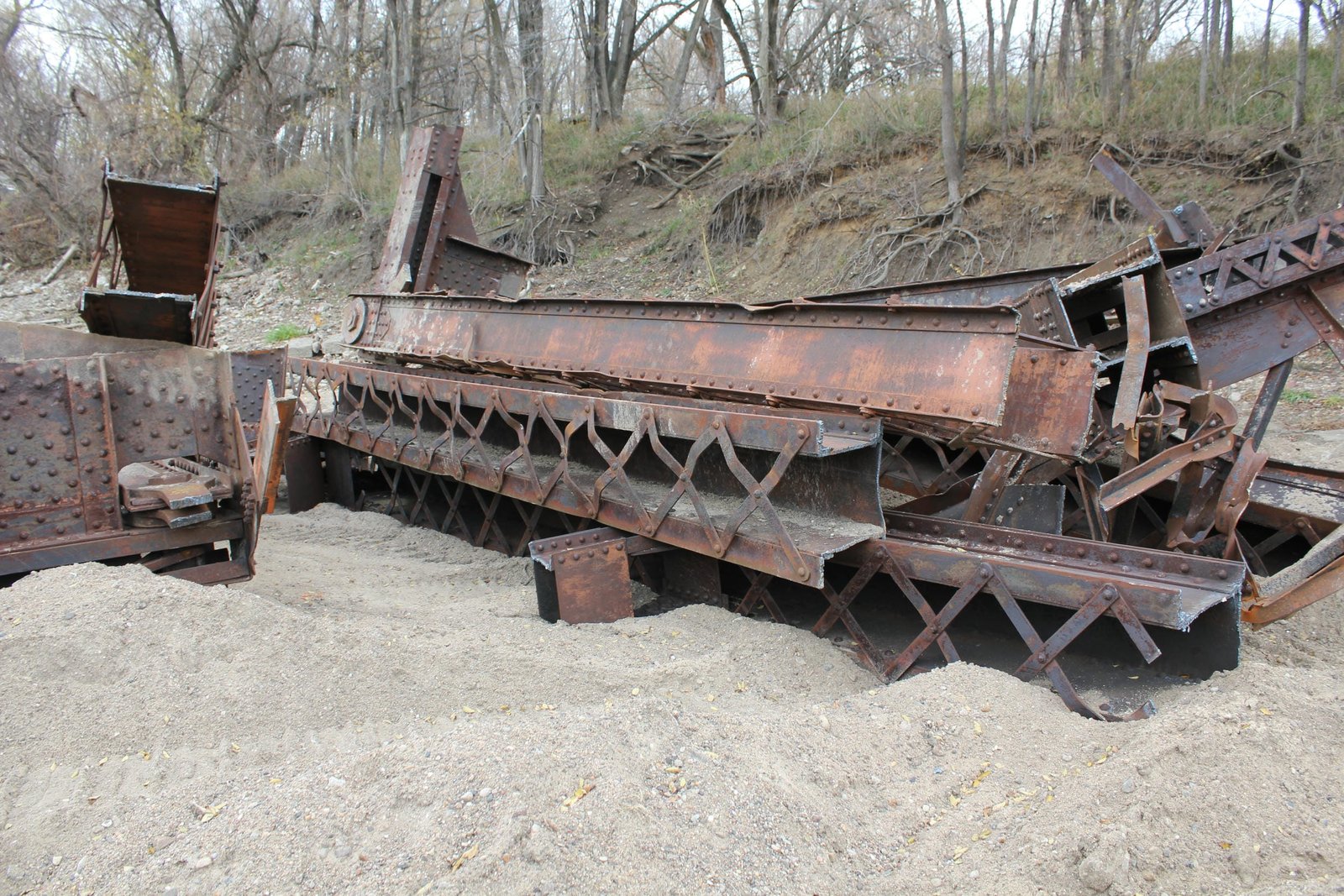 Scrap steel from bridge during demolition